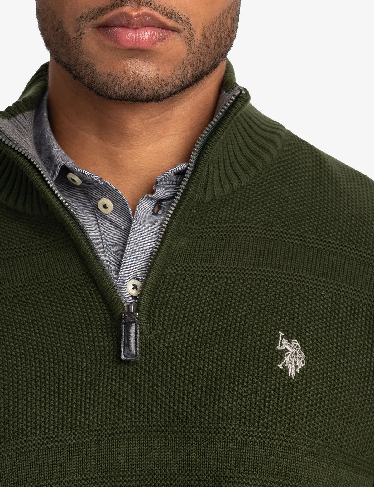1/4 ZIP TEXTURED SWEATER
