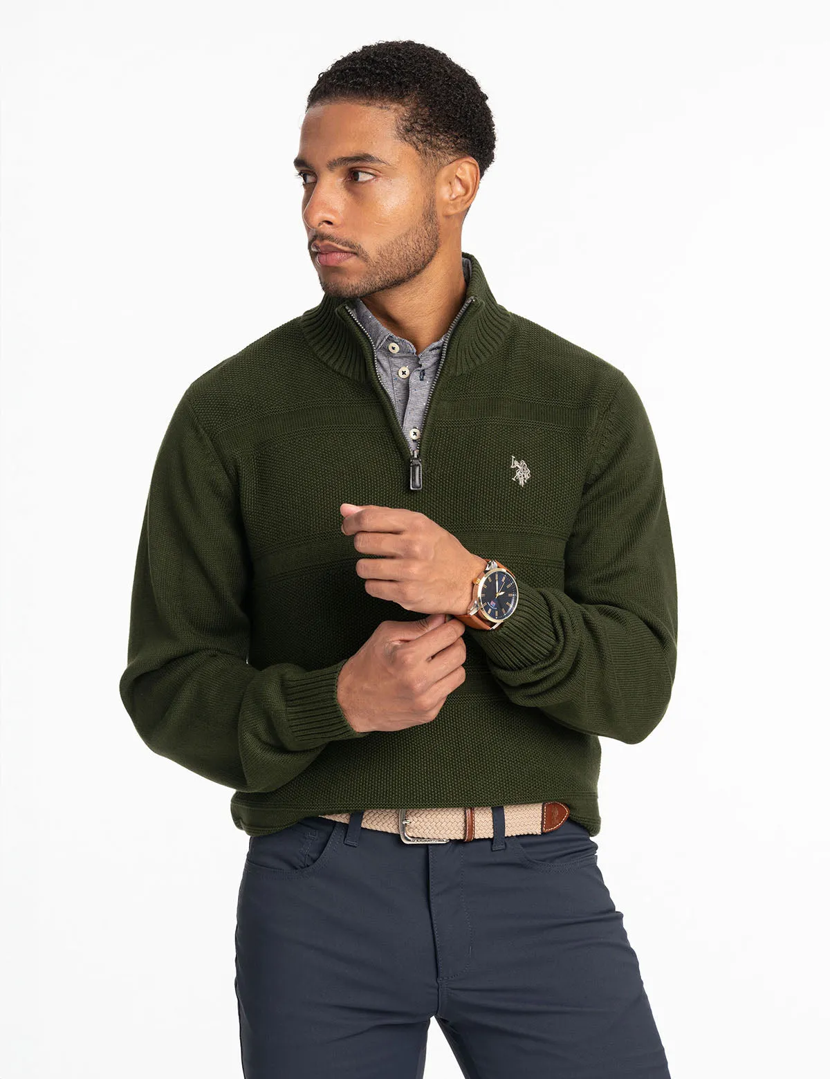 1/4 ZIP TEXTURED SWEATER