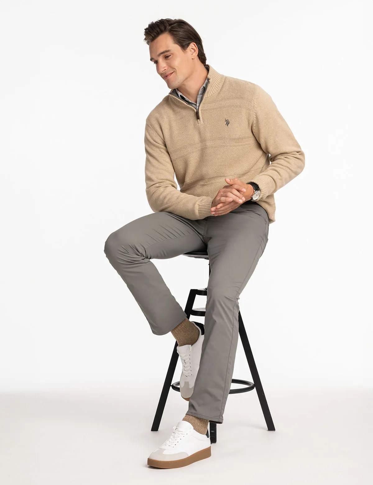 1/4 ZIP TEXTURED SWEATER
