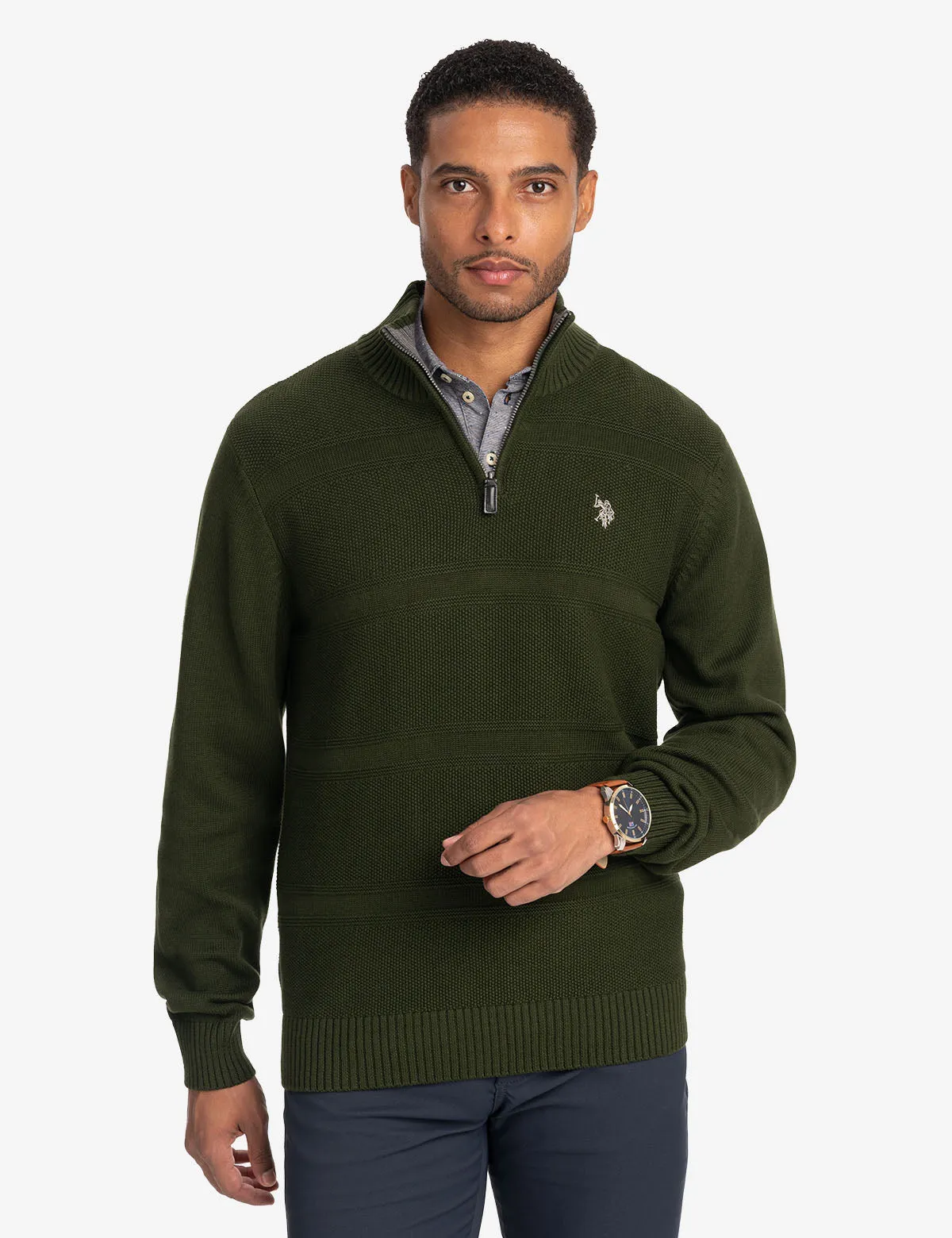 1/4 ZIP TEXTURED SWEATER