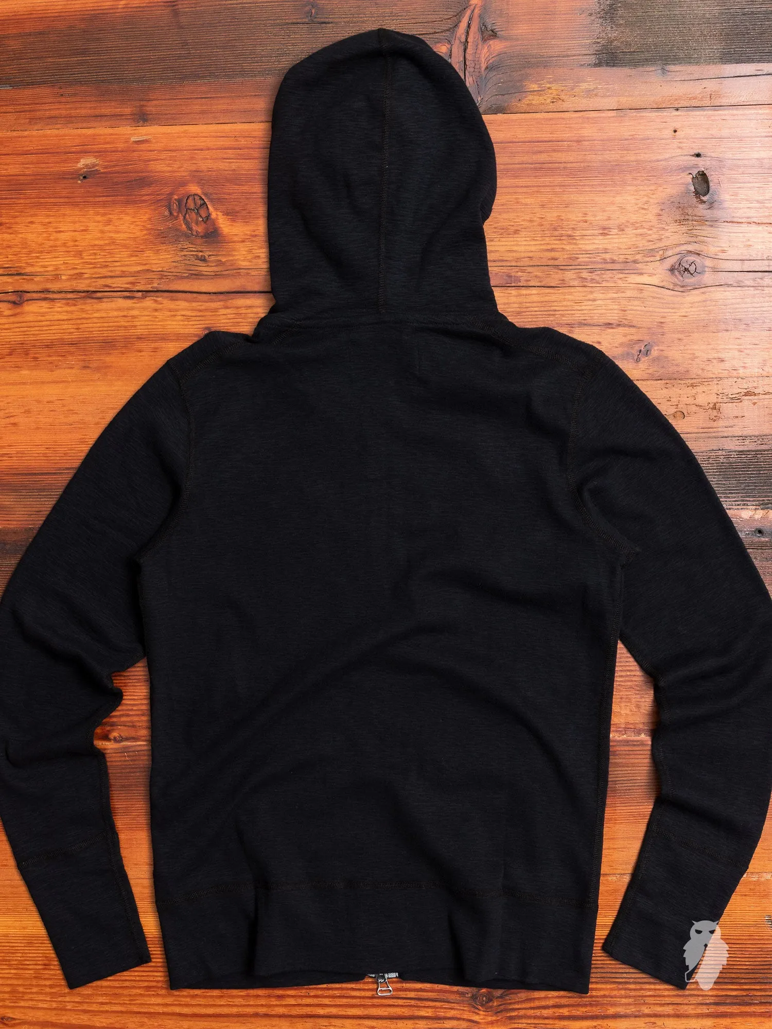 1x1 Slub Zip Hoodie in Black