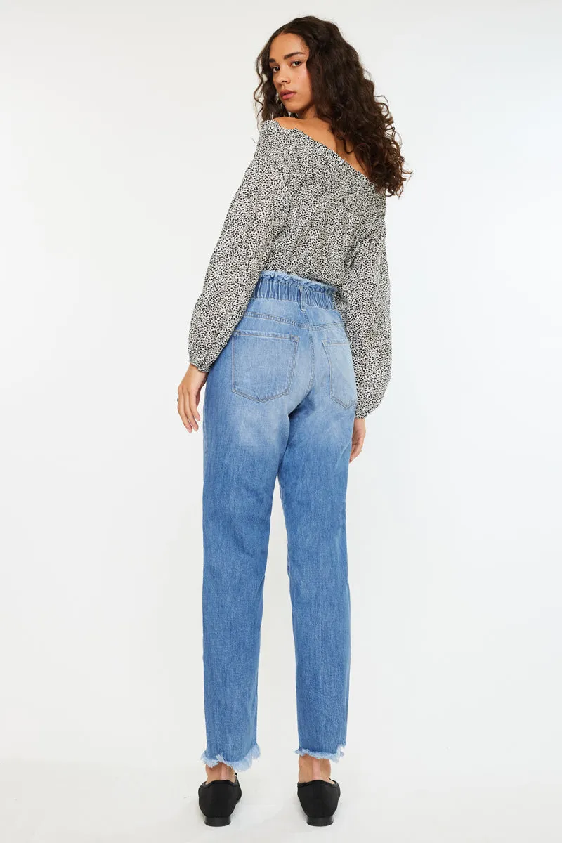 Angel Ultra High Rise Paperbag Mom Jeans