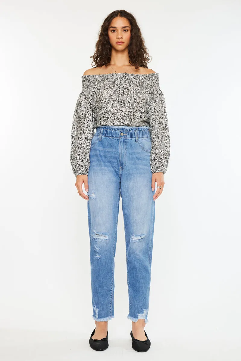 Angel Ultra High Rise Paperbag Mom Jeans