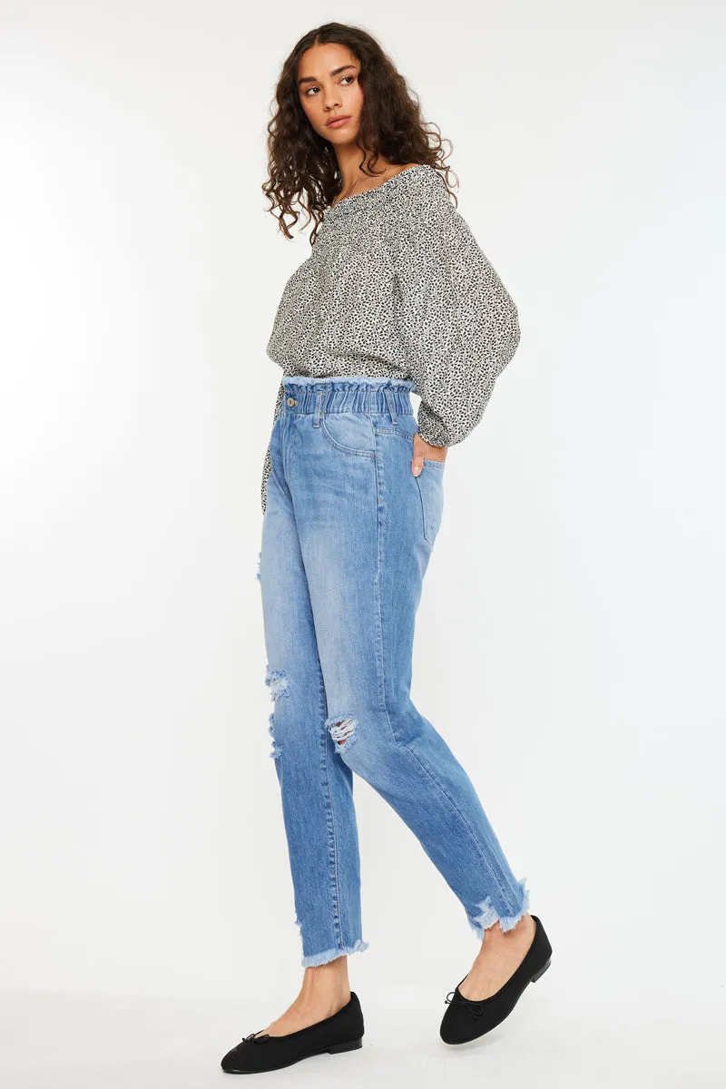 Angel Ultra High Rise Paperbag Mom Jeans