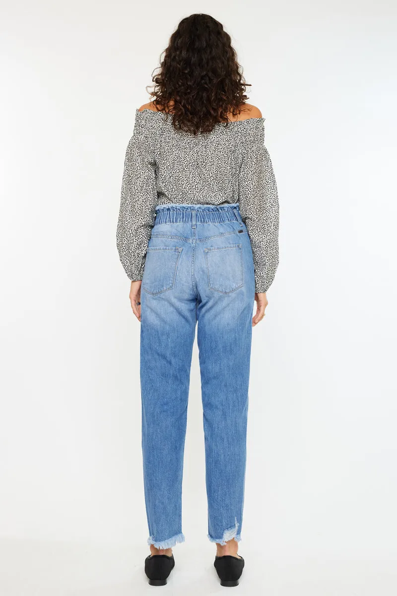 Angel Ultra High Rise Paperbag Mom Jeans
