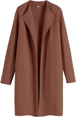 ANRABESS Women's Cardigans Sweater 2024 Casual Lapel Open Front Knit Warm Wool Coatigan Jacket Long Blazer Coat