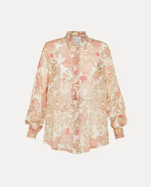 BLOOM MIST PRINT OVERSIZED SHIRT / CERISE