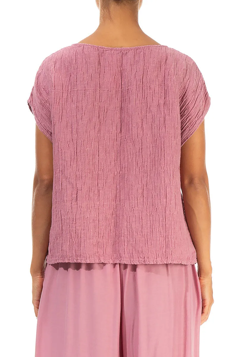 Boxy Mauve Taupe Crinkled Silk Blouse