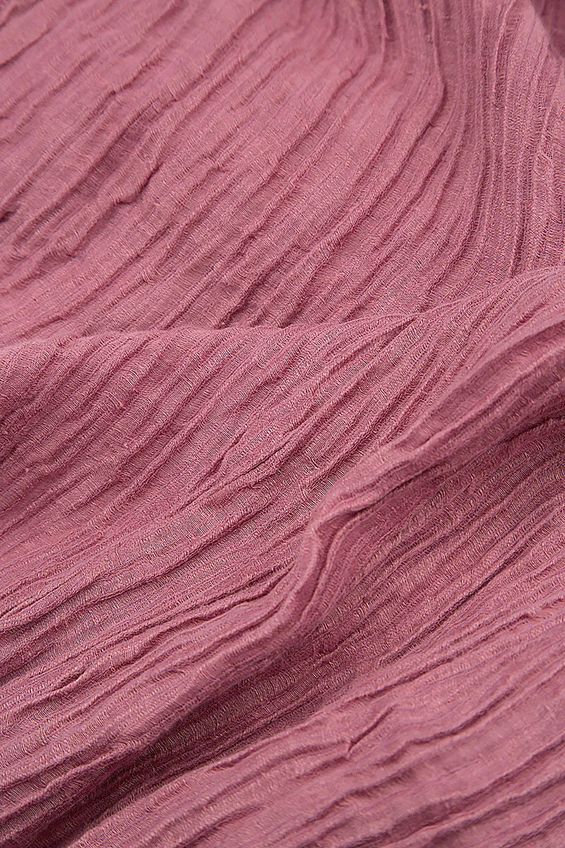 Boxy Mauve Taupe Crinkled Silk Blouse