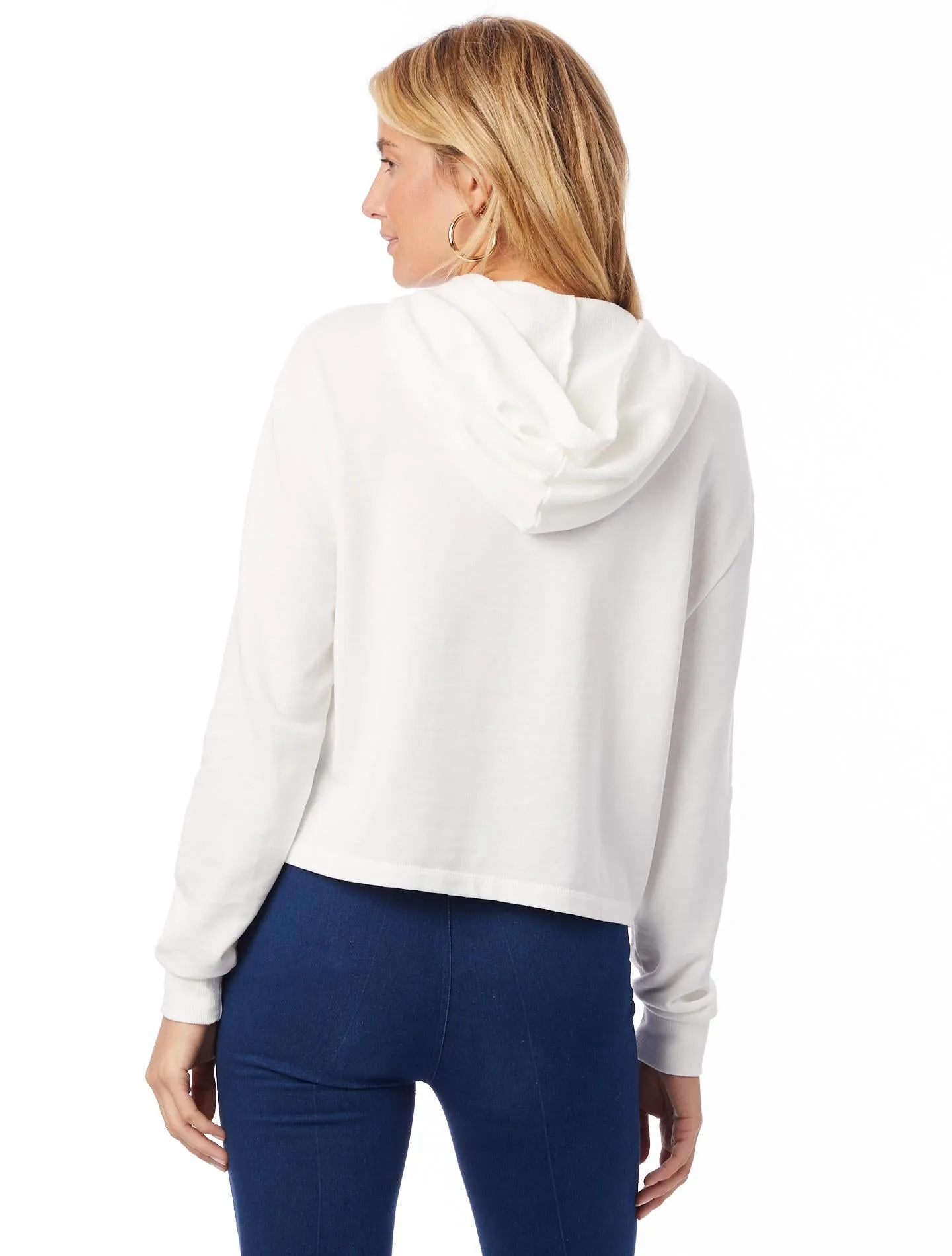 Burnout French Terry Cropped Pullover Hoodie (Ivory)
