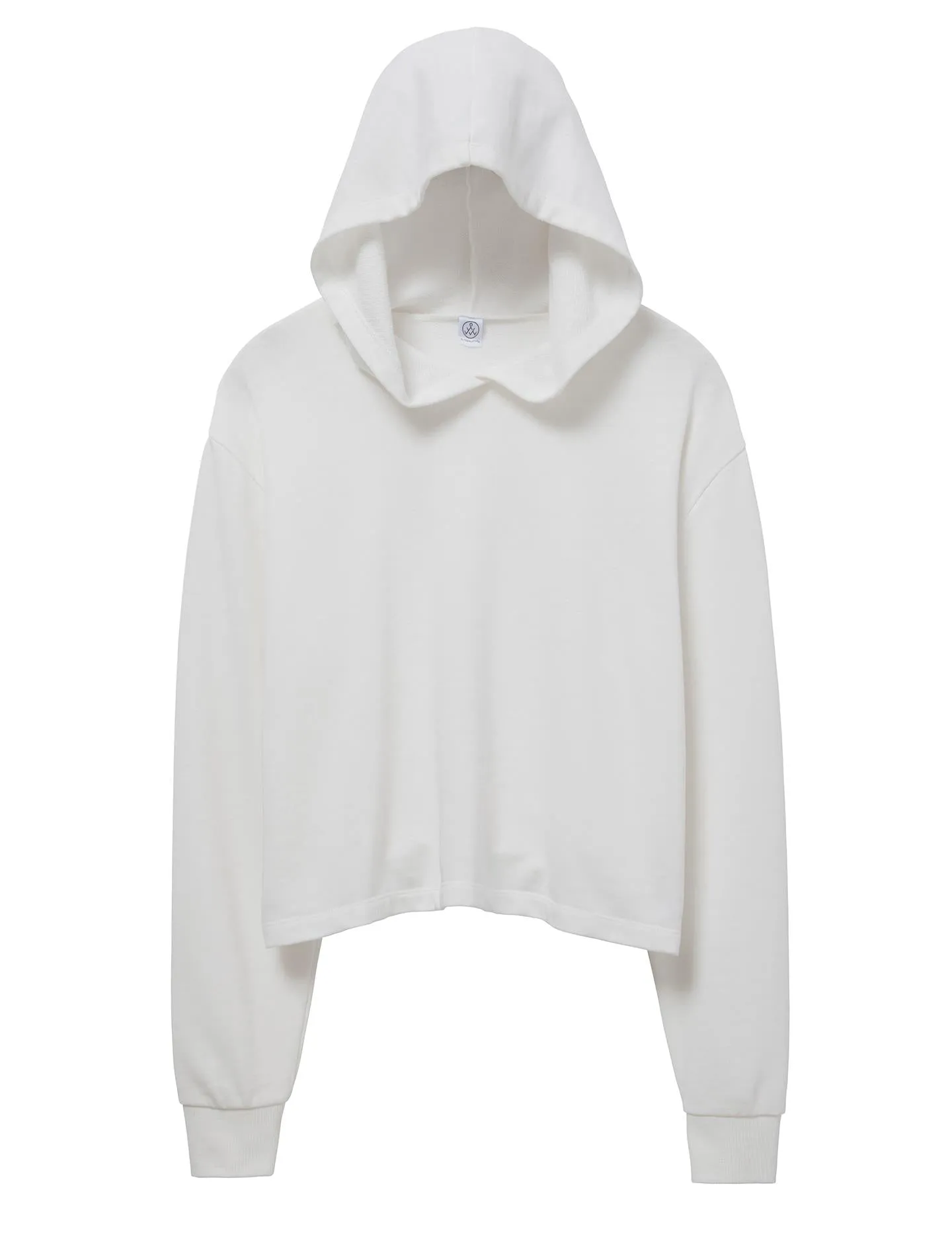 Burnout French Terry Cropped Pullover Hoodie (Ivory)
