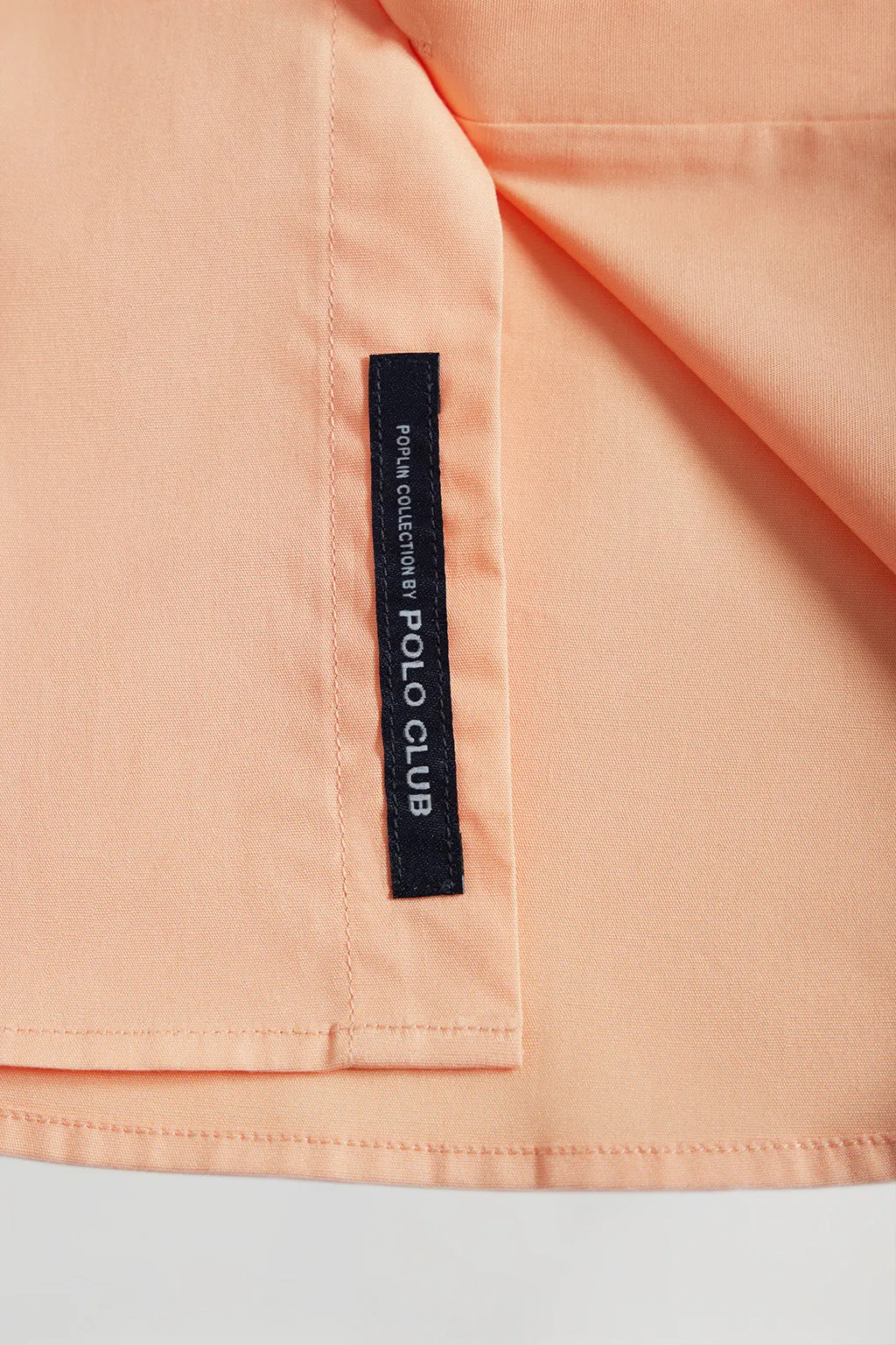 Optimized Slim-Fit Peach Poplin Shirt with Rigby Logo