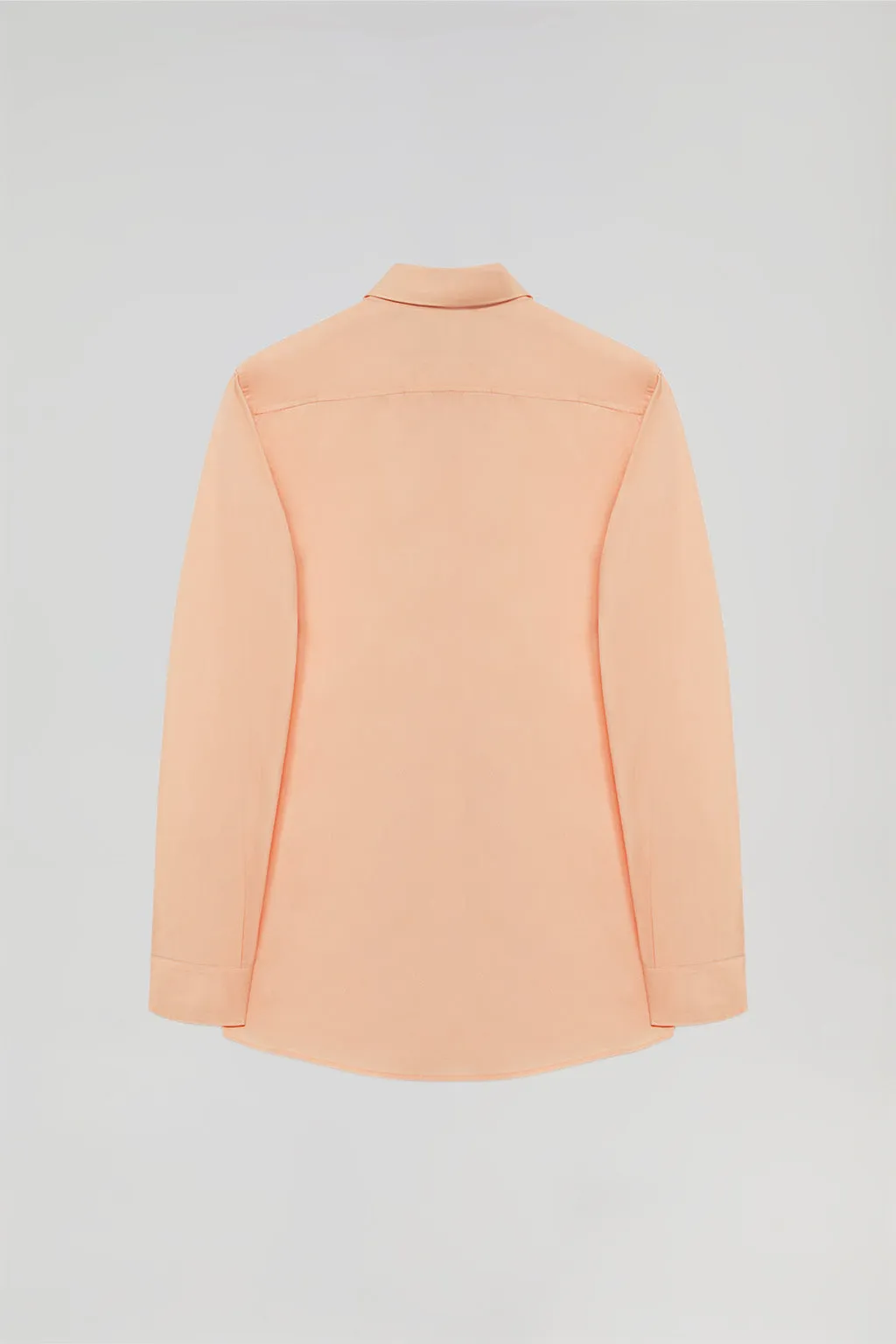Optimized Slim-Fit Peach Poplin Shirt with Rigby Logo