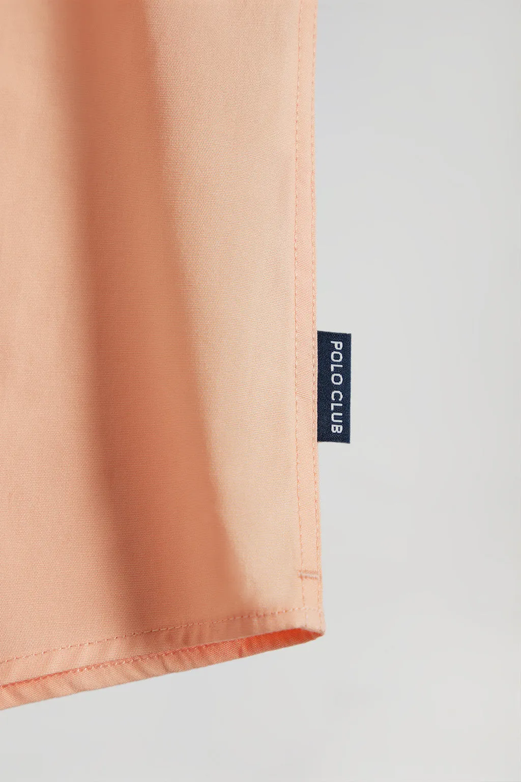 Optimized Slim-Fit Peach Poplin Shirt with Rigby Logo