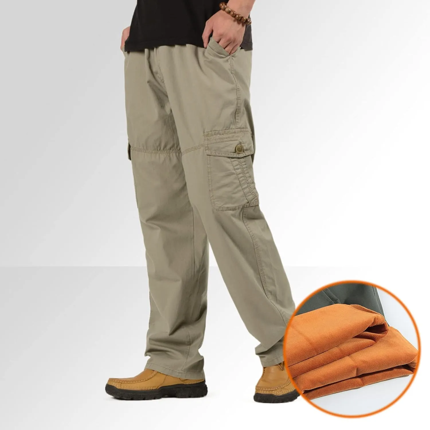 Cargo Pants for Men,Lightweight Men's Cotton Linen Pants Elastic Drawstring Waist Pants Fall Cargo Pants with Pockets