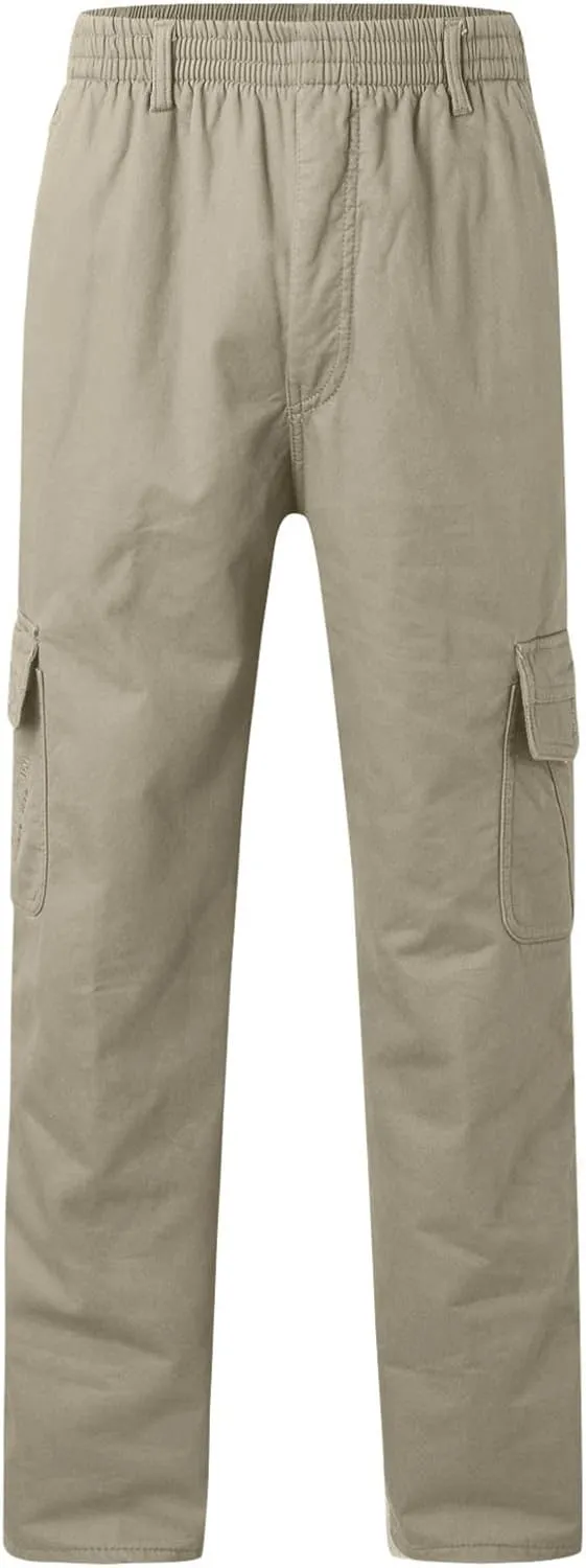 Cargo Pants for Men,Lightweight Men's Cotton Linen Pants Elastic Drawstring Waist Pants Fall Cargo Pants with Pockets
