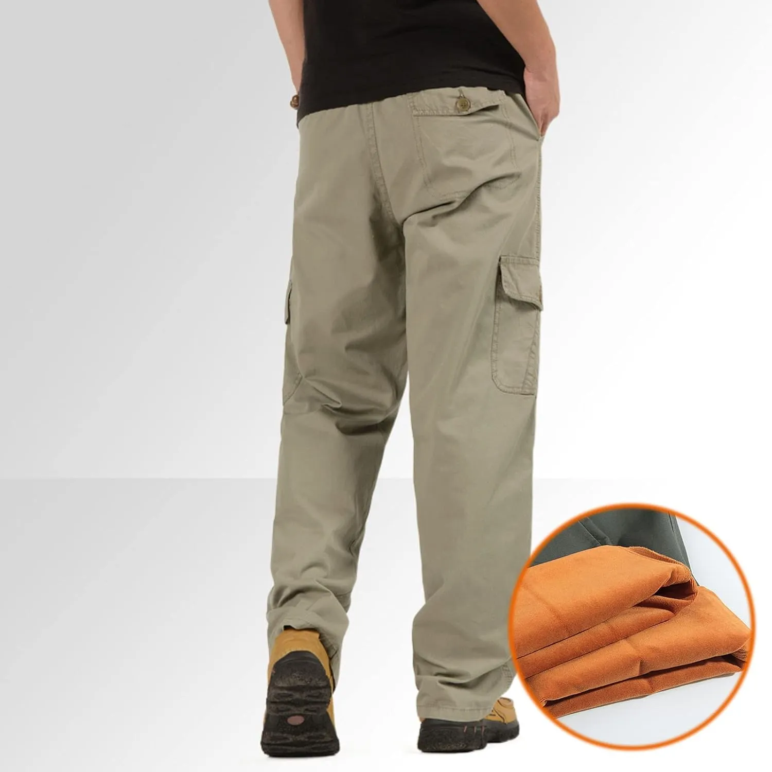 Cargo Pants for Men,Lightweight Men's Cotton Linen Pants Elastic Drawstring Waist Pants Fall Cargo Pants with Pockets