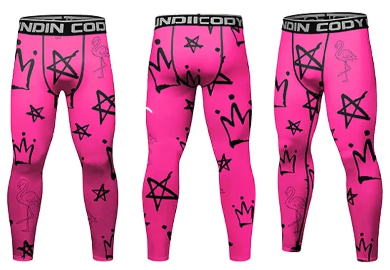 Cody Lundin - Pink Flamingo - BJJ compression tights /rash guard / Spats /Pants