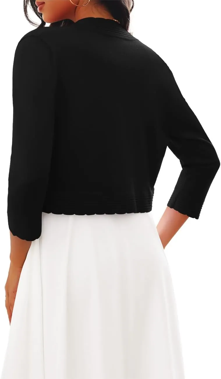 CPOKRTWSO Women's 3/4 Sleeve Cropped Cardigan Sweaters Open Front Bolero Shrugs for Women S-XL