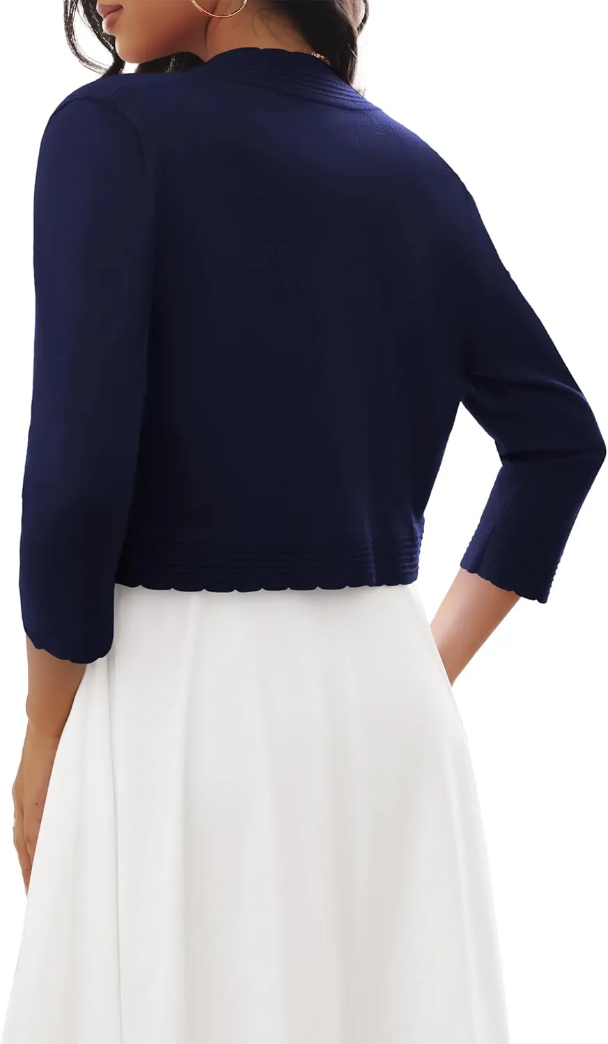CPOKRTWSO Women's 3/4 Sleeve Cropped Cardigan Sweaters Open Front Bolero Shrugs for Women S-XL