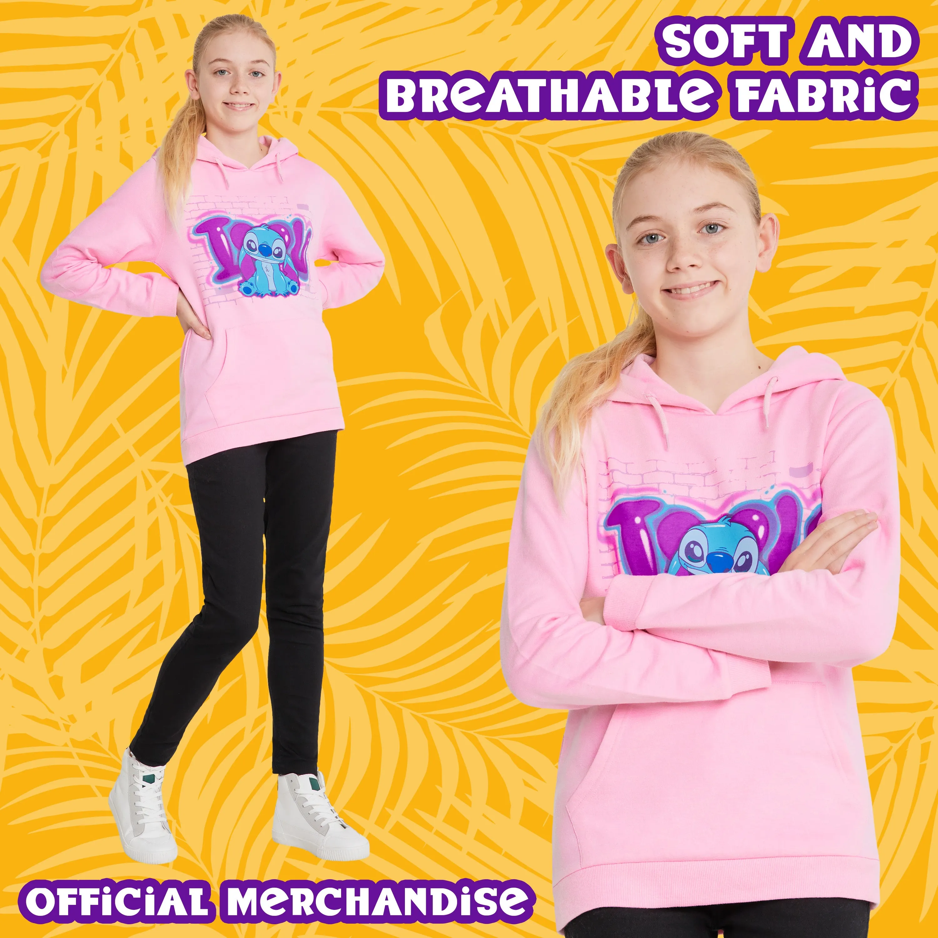 Disney Stitch Hoodies for Girls - Pink Stitch