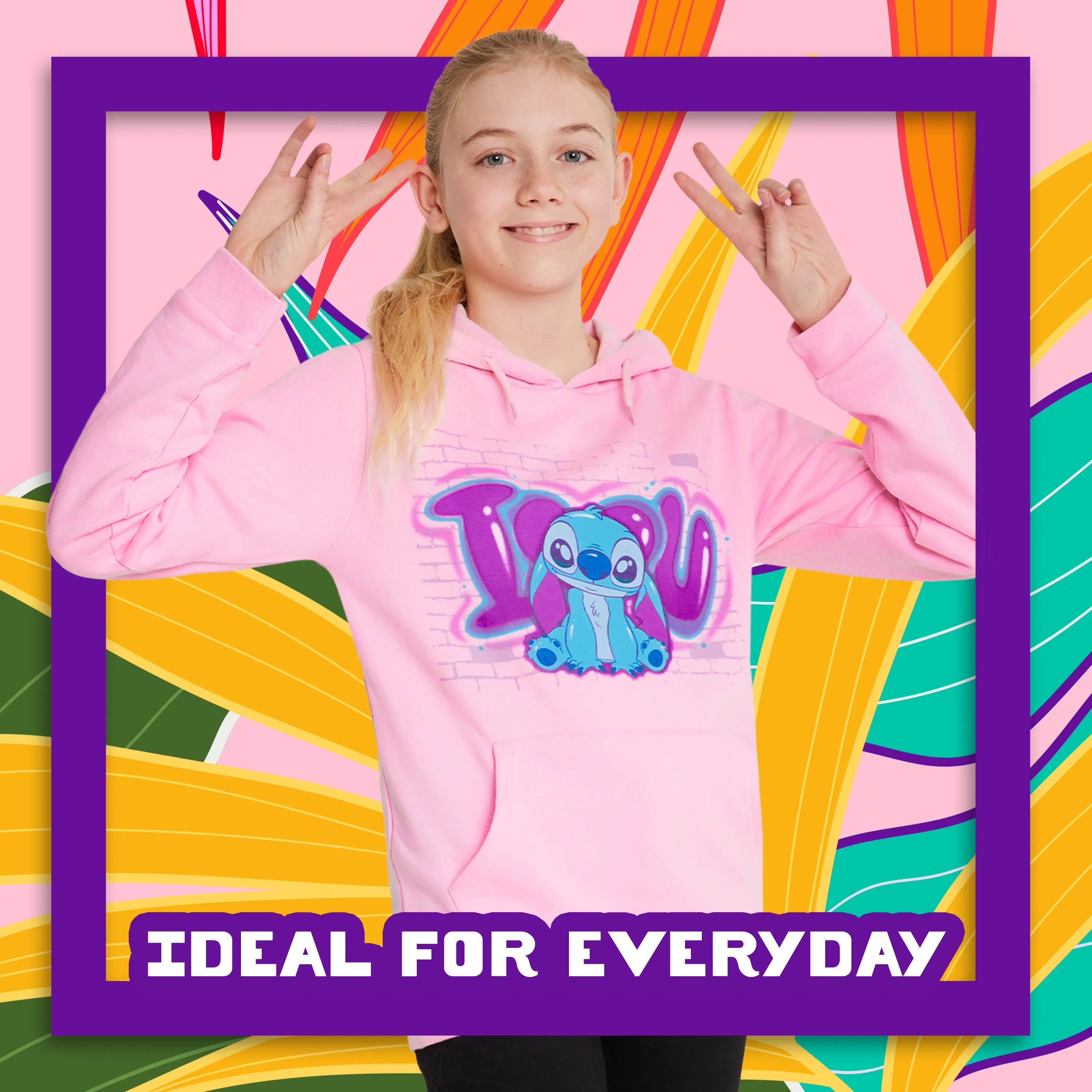 Disney Stitch Hoodies for Girls - Pink Stitch