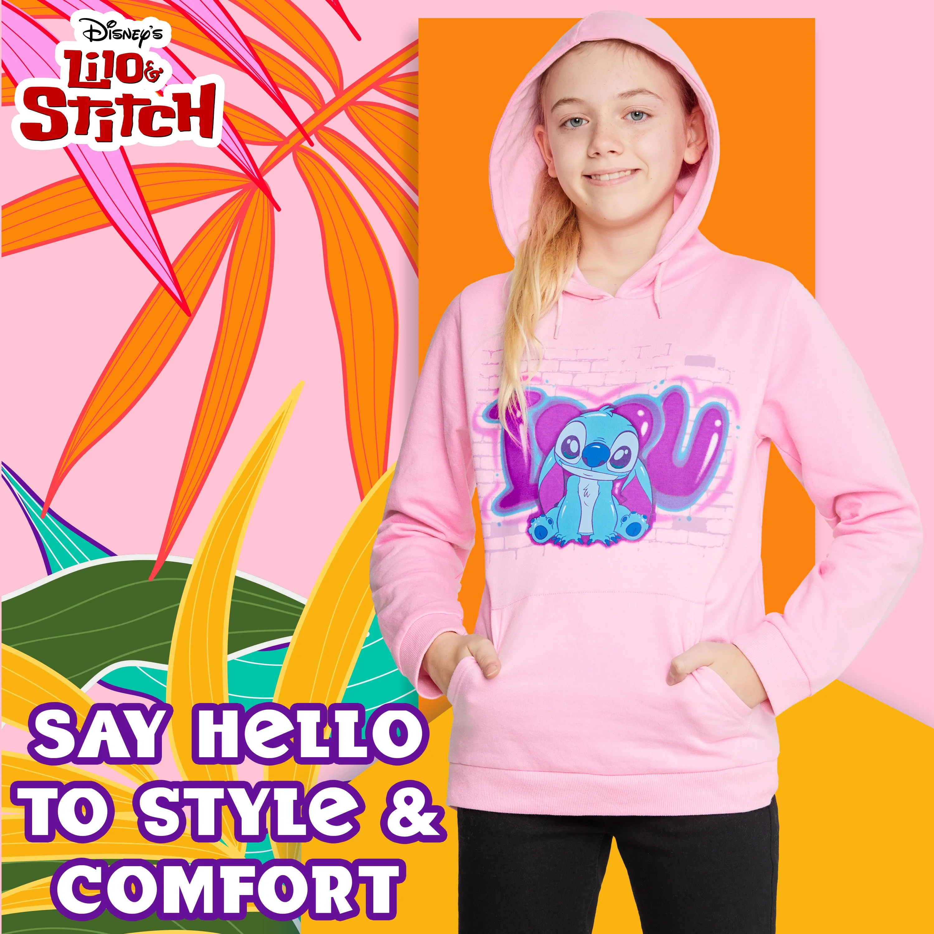 Disney Stitch Hoodies for Girls - Pink Stitch