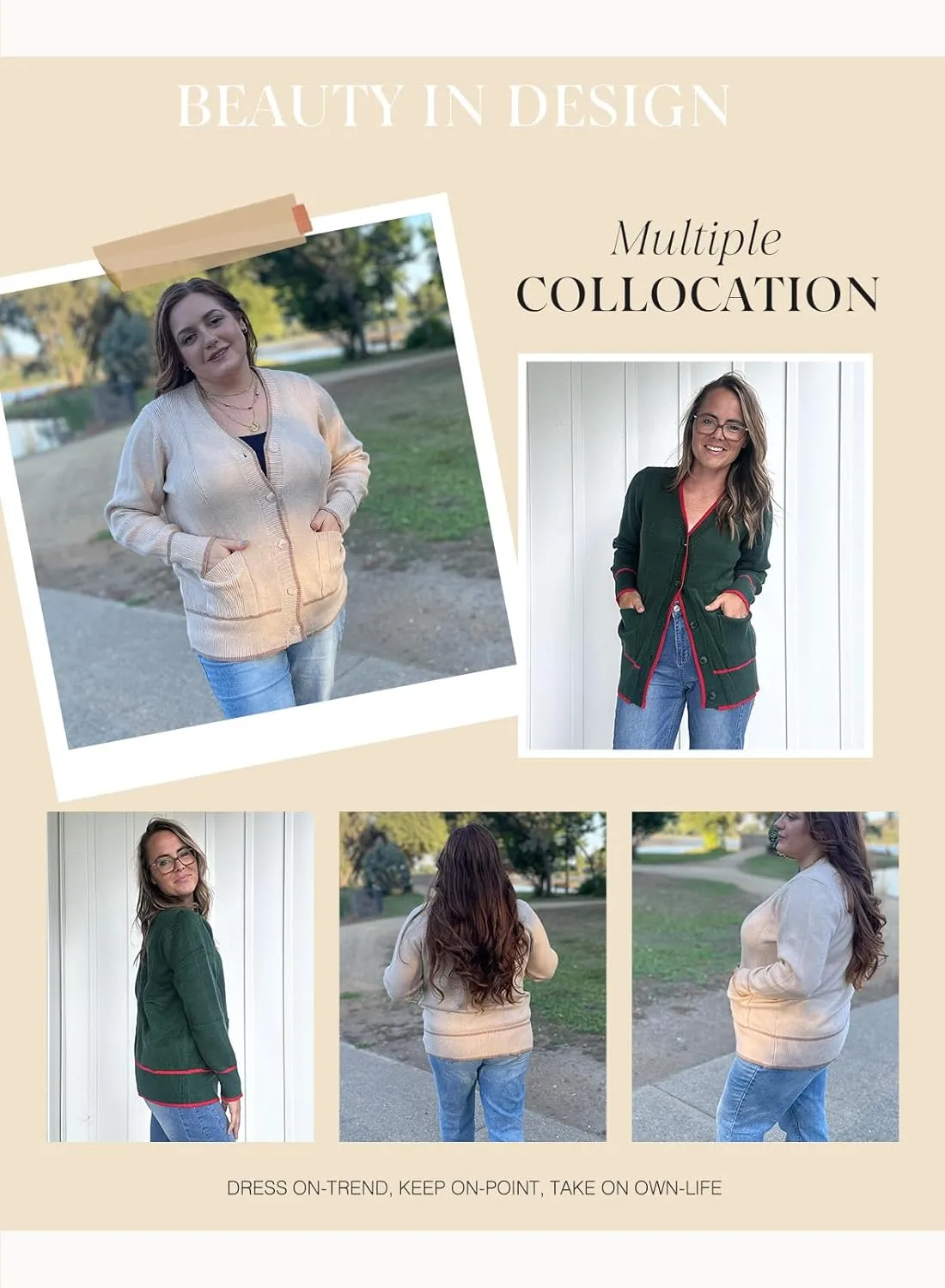 Dokotoo Short Cardigans for Women Color Blocked 2024 Fall Fashion Button Down Sweaters Winter Coats with Pockets