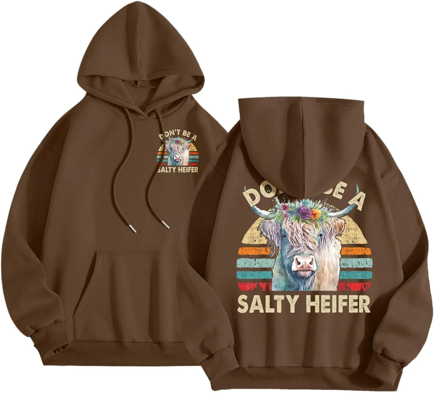 Don't Be A Salty Heifer Hoodies for Teen Girls Letter Print Sweatshirt Long Sleeve Preppy Pullover with Pocket