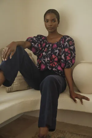 EDLIN PRINTED SILK COTTON VOILE TOP