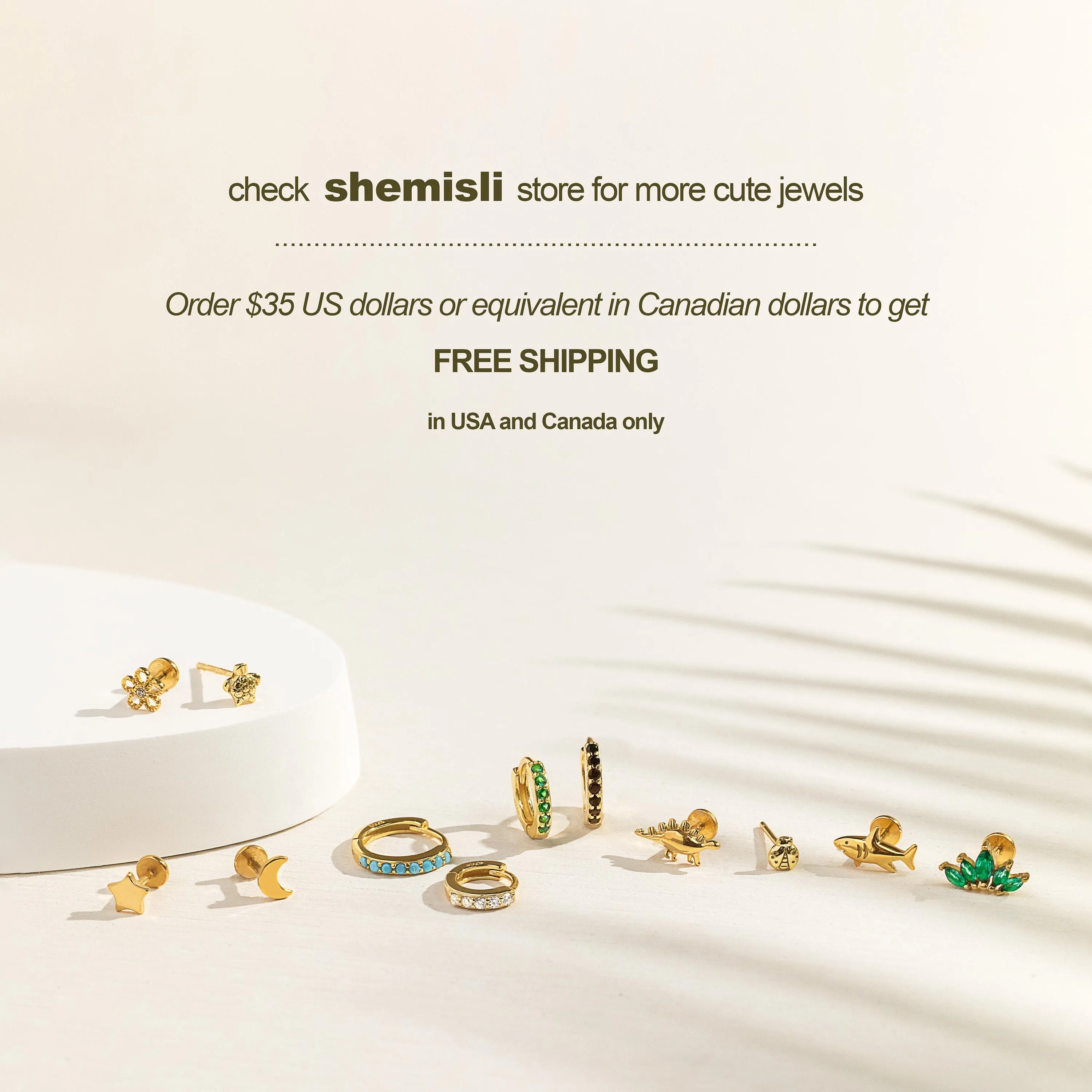 Emerald Gem Ear Jackets, Unisex, Gold, Silver SHEMISLI SJ017  NOBKG