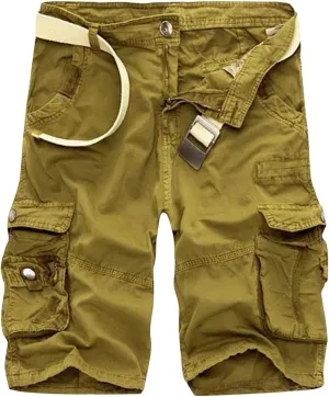 GIERIDUC Mens Cargo Shorts Elastic Drawstring Athletic Shorts Summer Casual Cotton Shorts Big & Tall Relaxed Fit Work Shorts