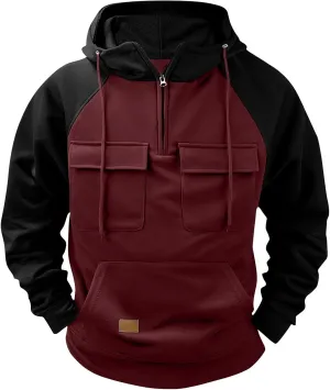 GOFULY Hoodies For Men Vintage Quarter Zip Hoodies Pullover Tall Sweatshirts Long Sleeve Winter Jacket Cargo Sweatshirts
