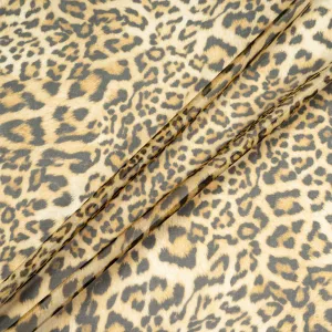 Golden Brown & Black Leopard Printed Silk Chiffon