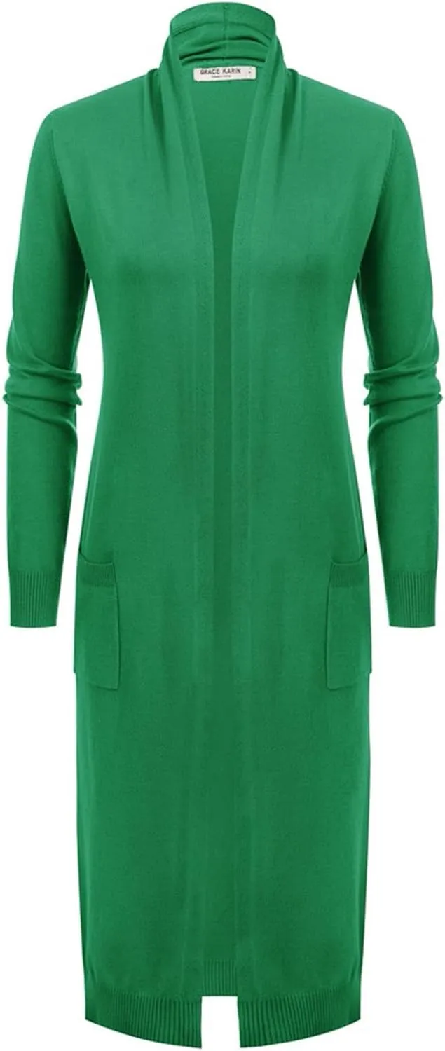 GRACE KARIN Women's 2025 Trendy Long Cardigans Sweater Lightweight Open Front Long Sleeve Maxi Duster Coats with Pockets