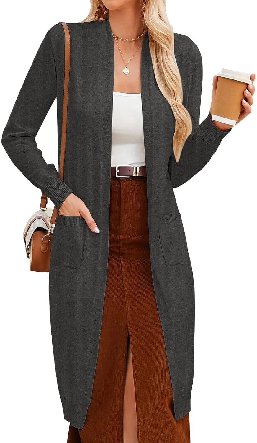 GRACE KARIN Women's 2025 Trendy Long Cardigans Sweater Lightweight Open Front Long Sleeve Maxi Duster Coats with Pockets