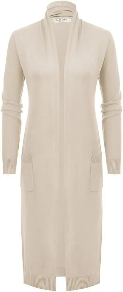 GRACE KARIN Women's 2025 Trendy Long Cardigans Sweater Lightweight Open Front Long Sleeve Maxi Duster Coats with Pockets