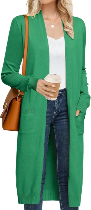 GRACE KARIN Women's 2025 Trendy Long Cardigans Sweater Lightweight Open Front Long Sleeve Maxi Duster Coats with Pockets