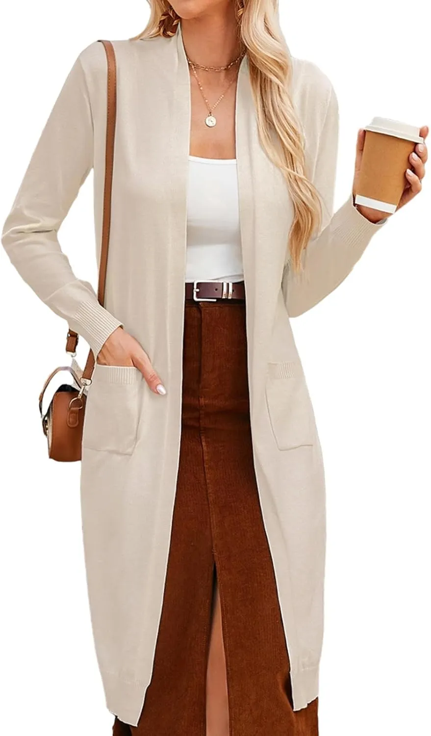 GRACE KARIN Women's 2025 Trendy Long Cardigans Sweater Lightweight Open Front Long Sleeve Maxi Duster Coats with Pockets