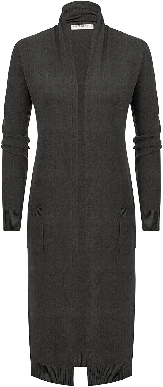 GRACE KARIN Women's 2025 Trendy Long Cardigans Sweater Lightweight Open Front Long Sleeve Maxi Duster Coats with Pockets