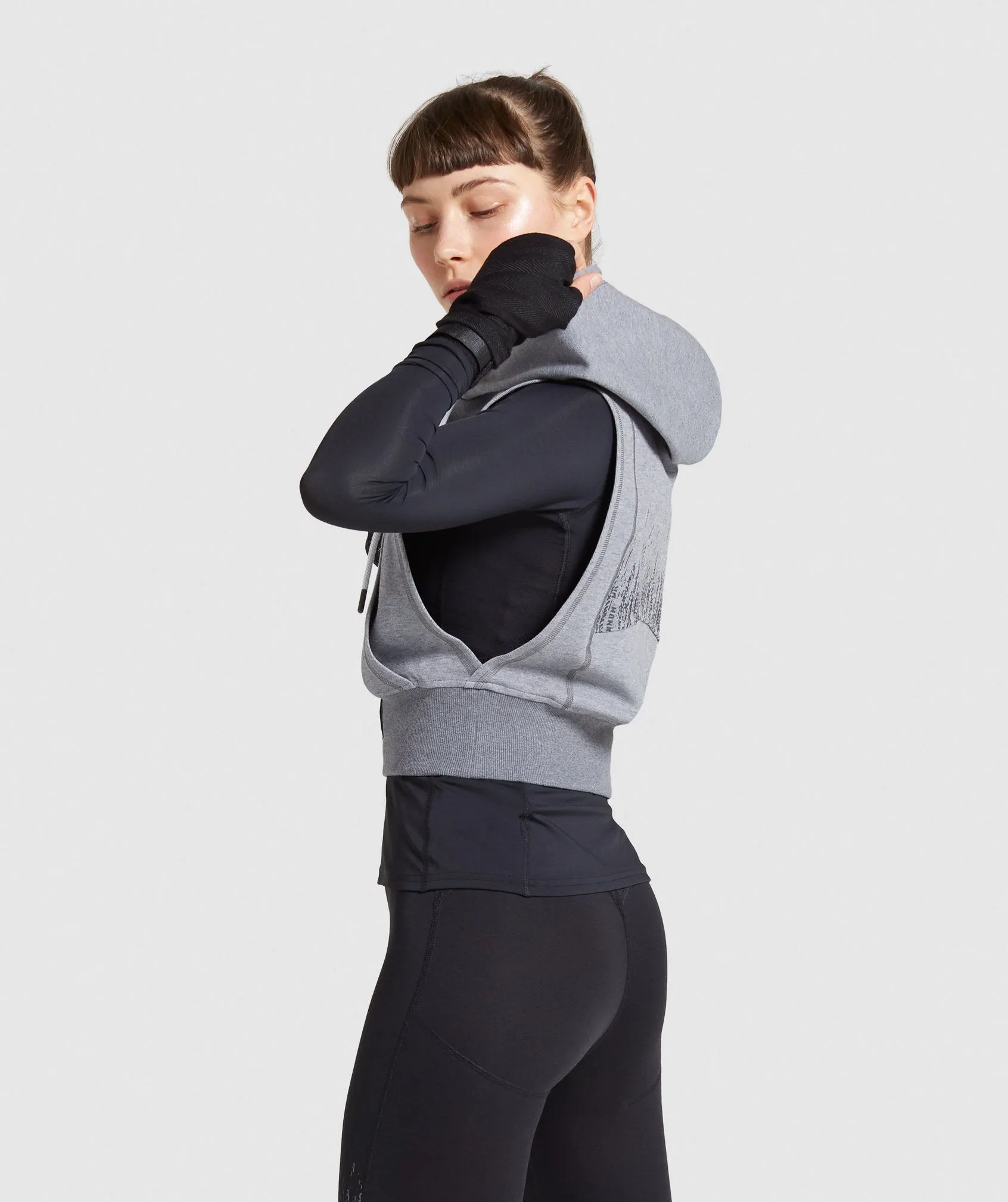 Gymshark Combat Sleeveless Hoodie - Smokey Grey Marl