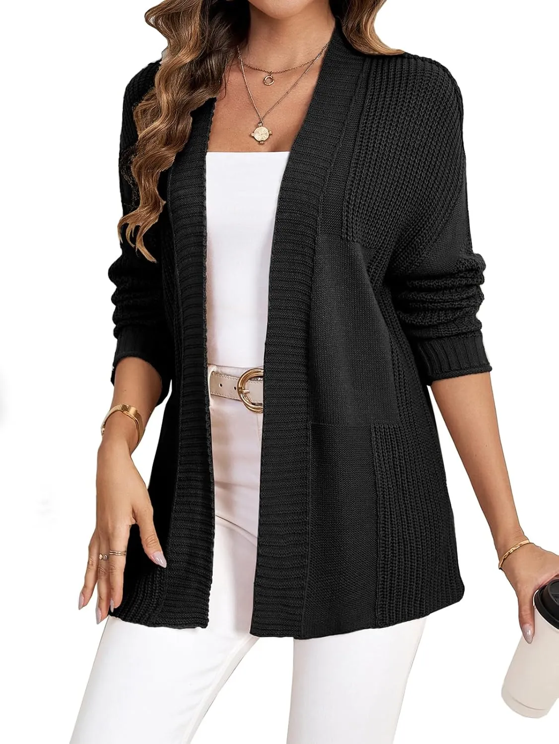 HELYO Women's Cardigans Sweater with Pockets Casual Lightweight Open Front Knit Cardigan Sweaters 363