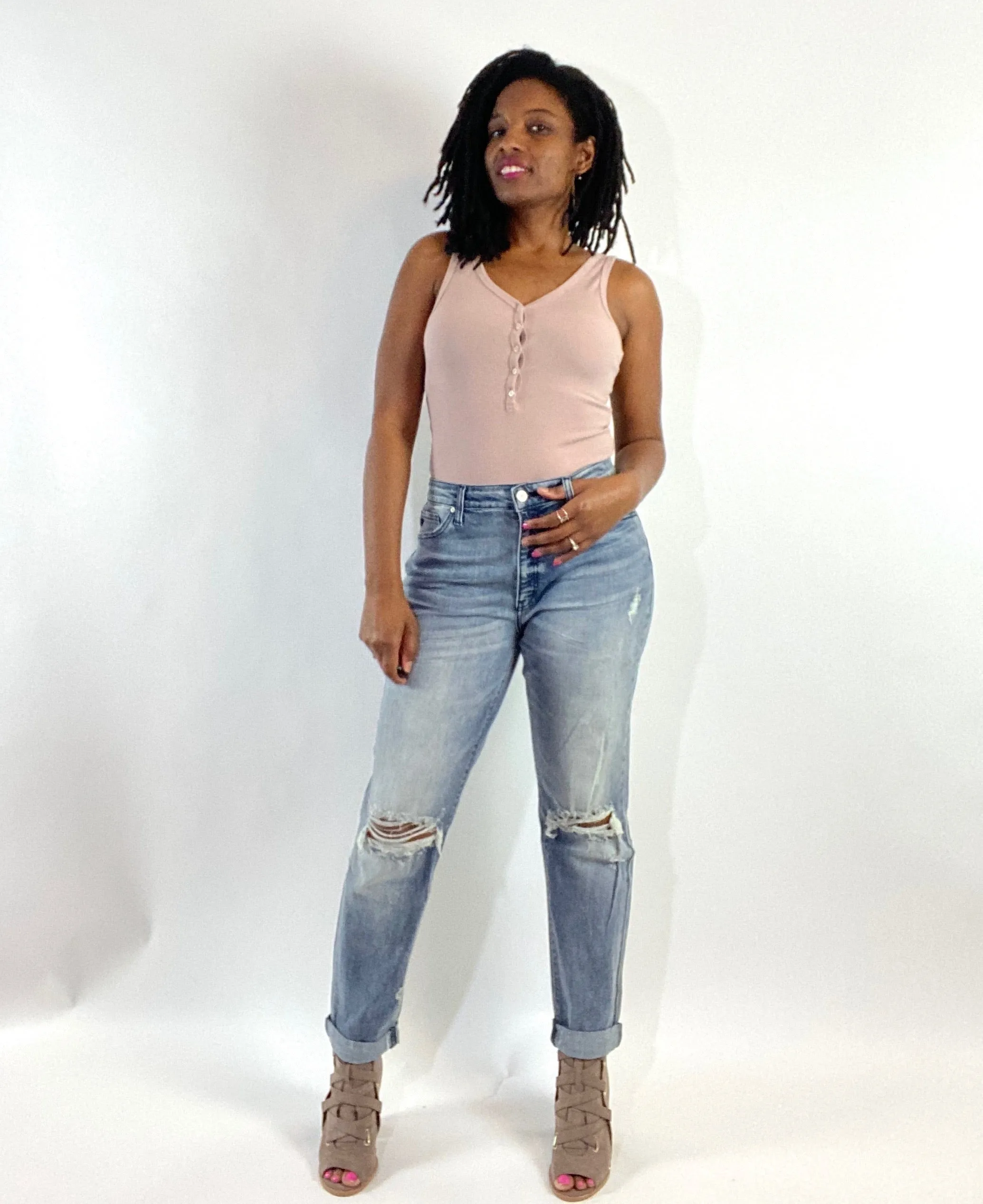 High Rise Girlfriend Jeans