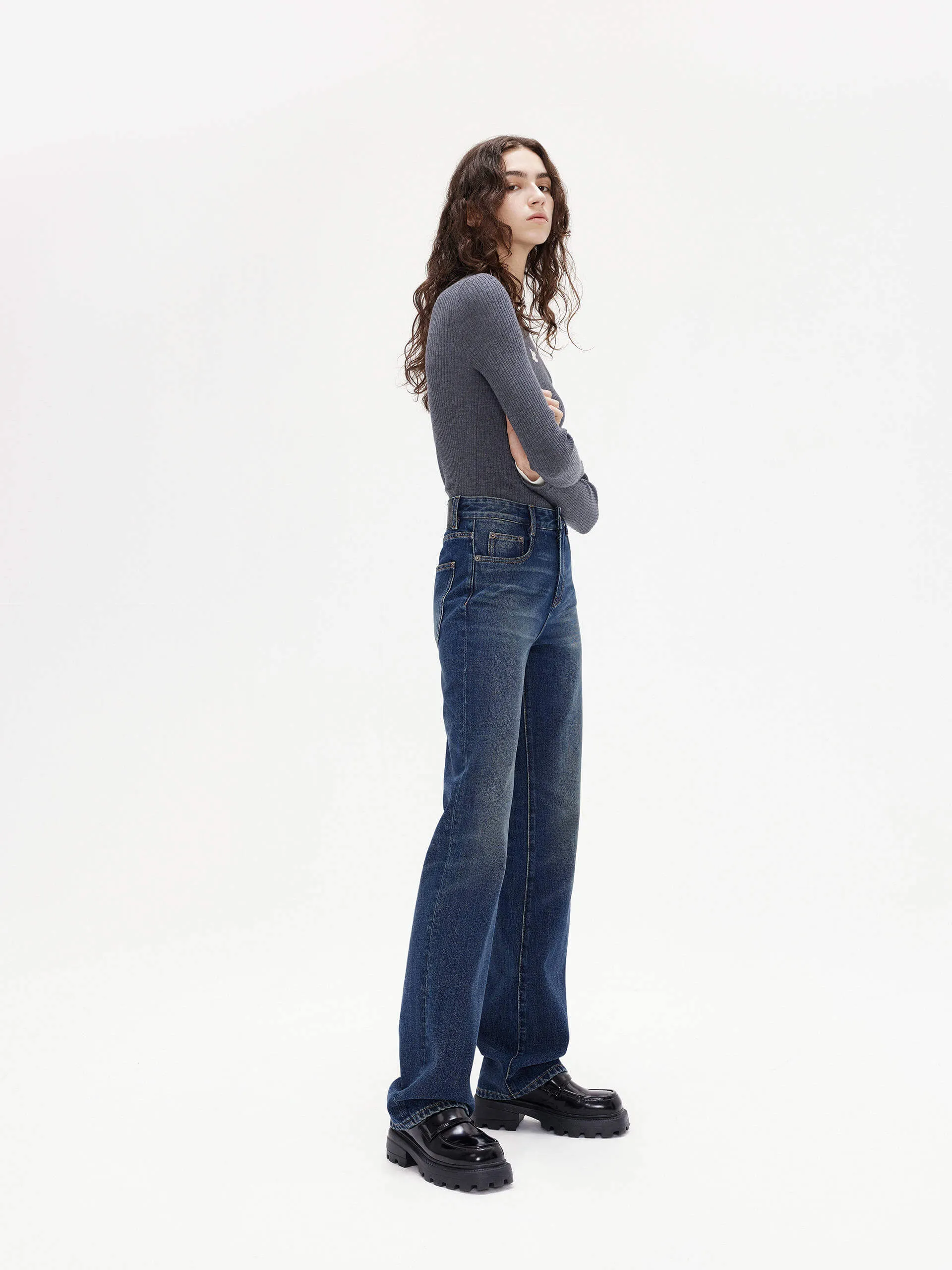 High Rise Straight Jeans