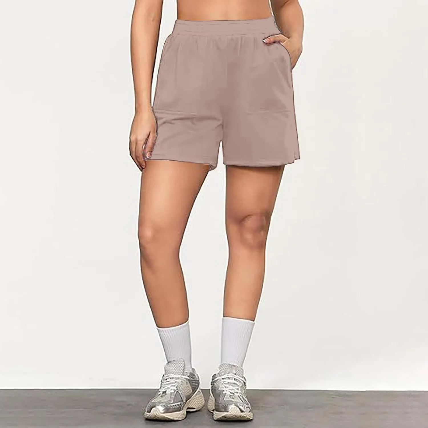 High Waisted Zipper Sweat Shorts for Women Summer Sports Casual Loose Fit Bermuda Yoga Walking Athletic Shorts