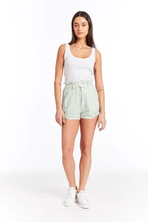 Holly - Paperbag Green Stripe Linen Short
