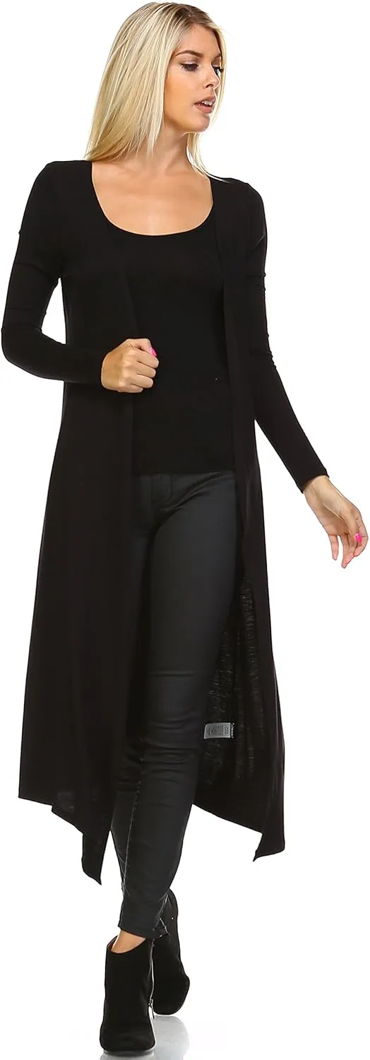Isaac Liev Women Cardigans Casual Essential Long Maxi Extra Duster Open Front Long Sleeve Lightweight Cardigan