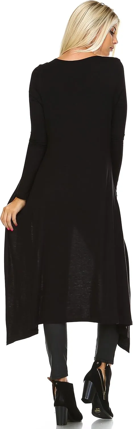 Isaac Liev Women Cardigans Casual Essential Long Maxi Extra Duster Open Front Long Sleeve Lightweight Cardigan
