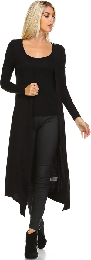 Isaac Liev Women Cardigans Casual Essential Long Maxi Extra Duster Open Front Long Sleeve Lightweight Cardigan