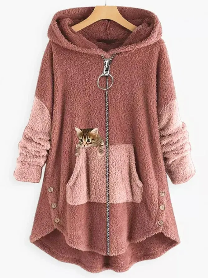 Ivyshape | Cozy and Fluffy Hooded Wool Long Cardigans for Women